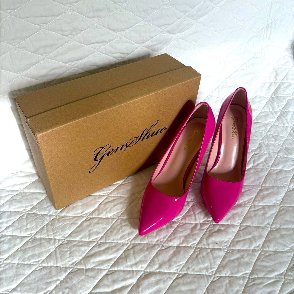 Genshuo Sexy Hot Pink Stiletto Heels